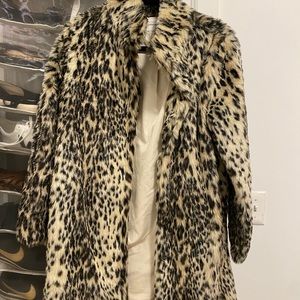 Cupcakes and Cashmere faux leopard mid length coat
